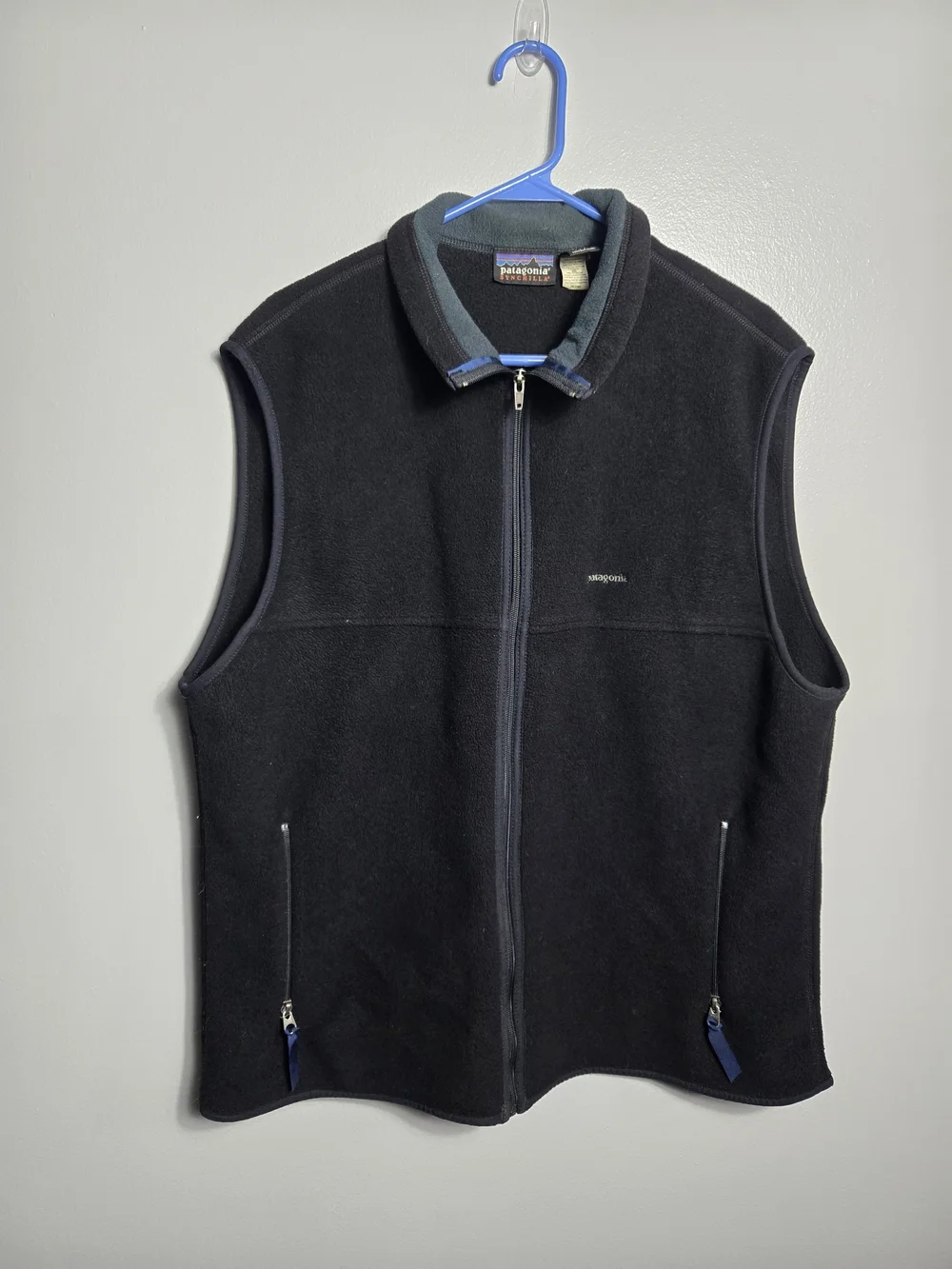 Patagonia Vintage Made in USA Black Synchilla Full Zip Fleece Vest Mens XL
